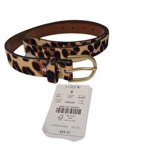 NWT J.Crew Calf Hair Leopard Print Belt, Size L/XL